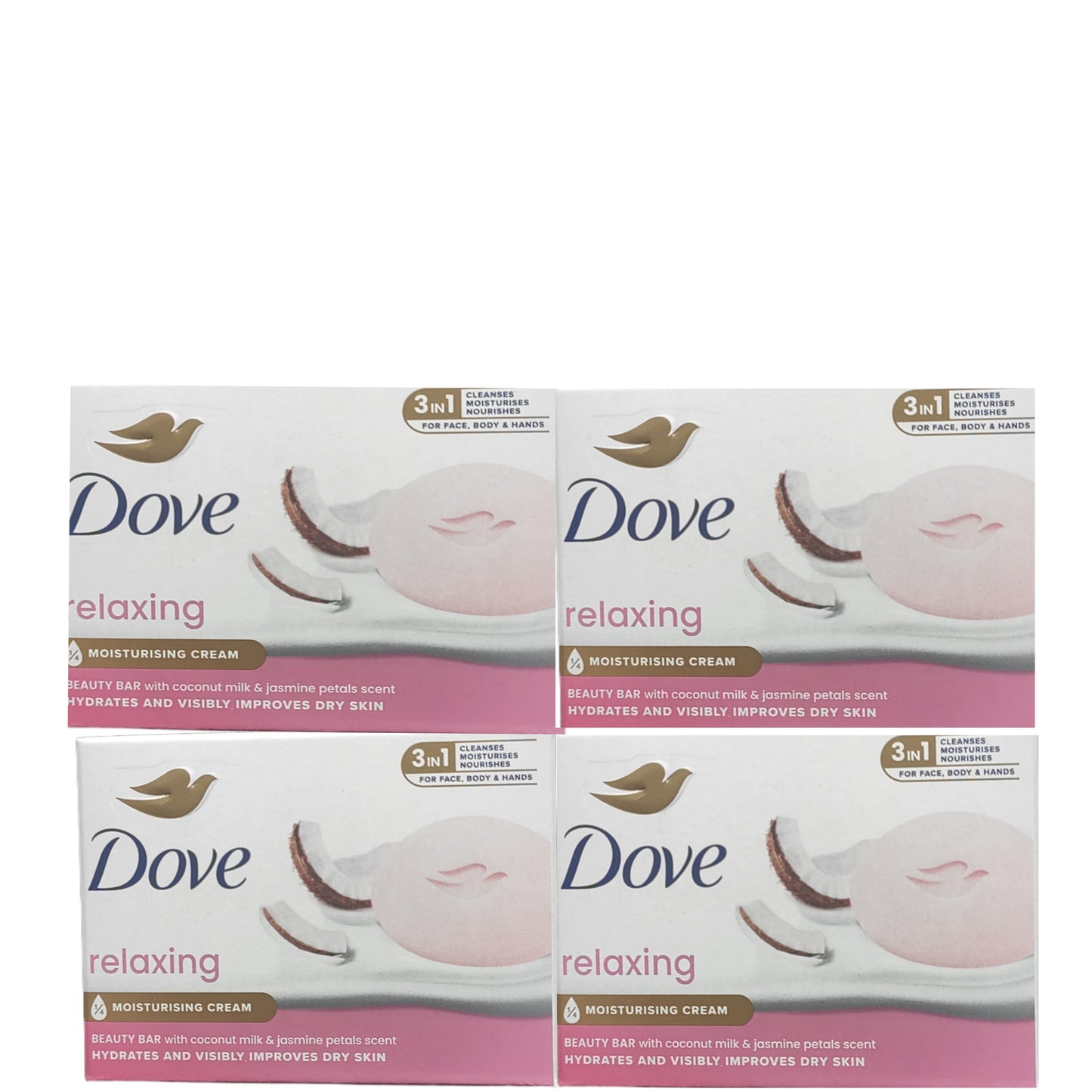 Pachet 4*Săpun solid Dove Relaxing Coconit&Jasmine, 90g